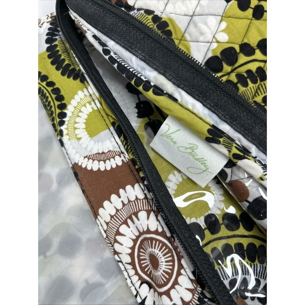 Vera Bradley Hanging Folding Organizer Cocoa Moss Green Brown Travel Cosmetic